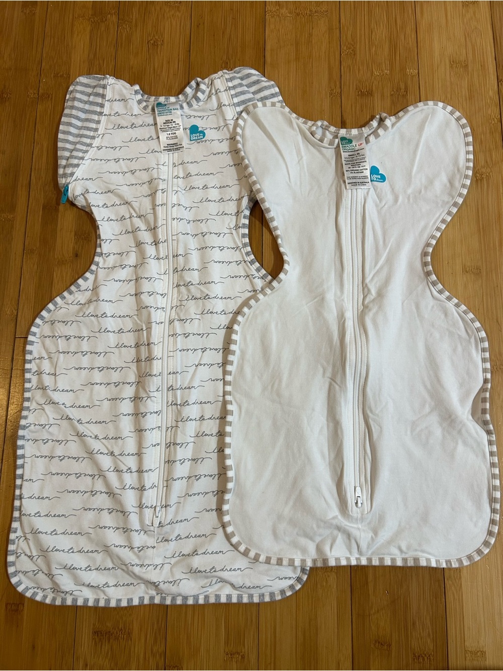 Love to Dream White & Gray Swaddle Sleep Sacks - 2 Pack